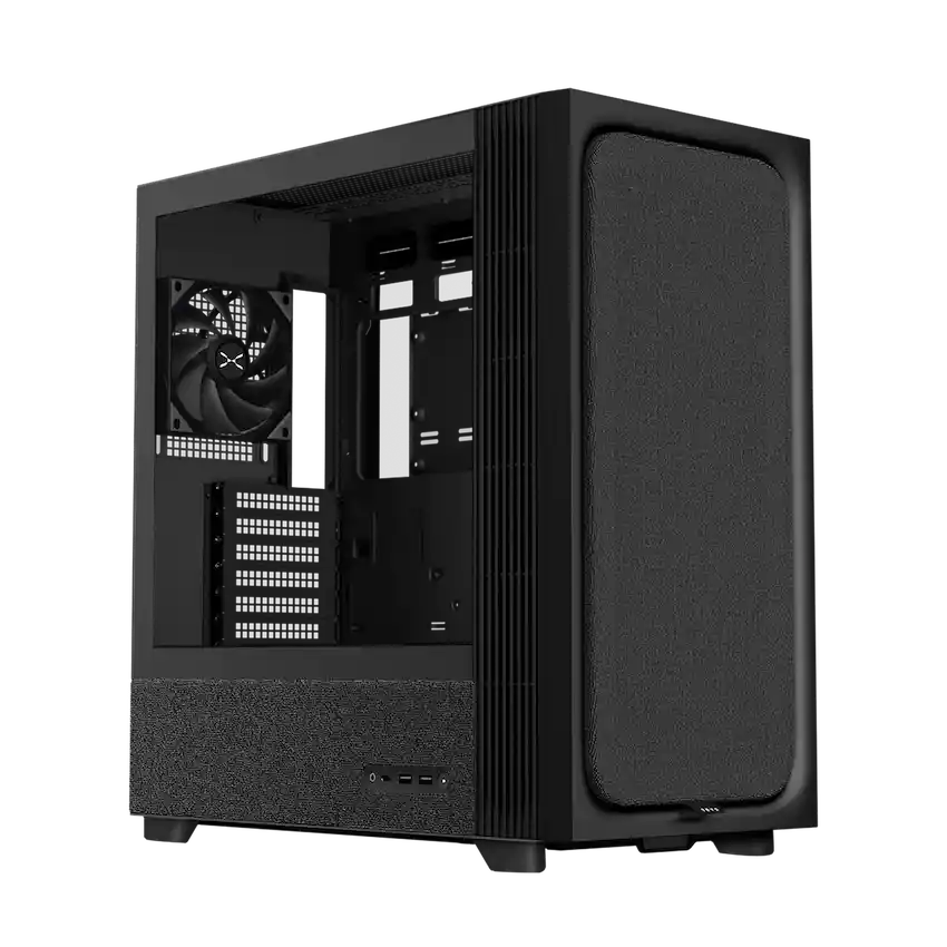 Case TRYX FLOVA F50 Black (ATX/ Micro-ATX/ Mini-ITX, Kính cường lực, sẵn 1FAN, Đen)