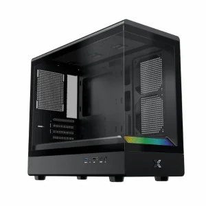 Case Xigmatek Pura ML – EN48463 (Micro ATX, Kính cường lực, ARGB Lightning Bar, No Fan, Black)