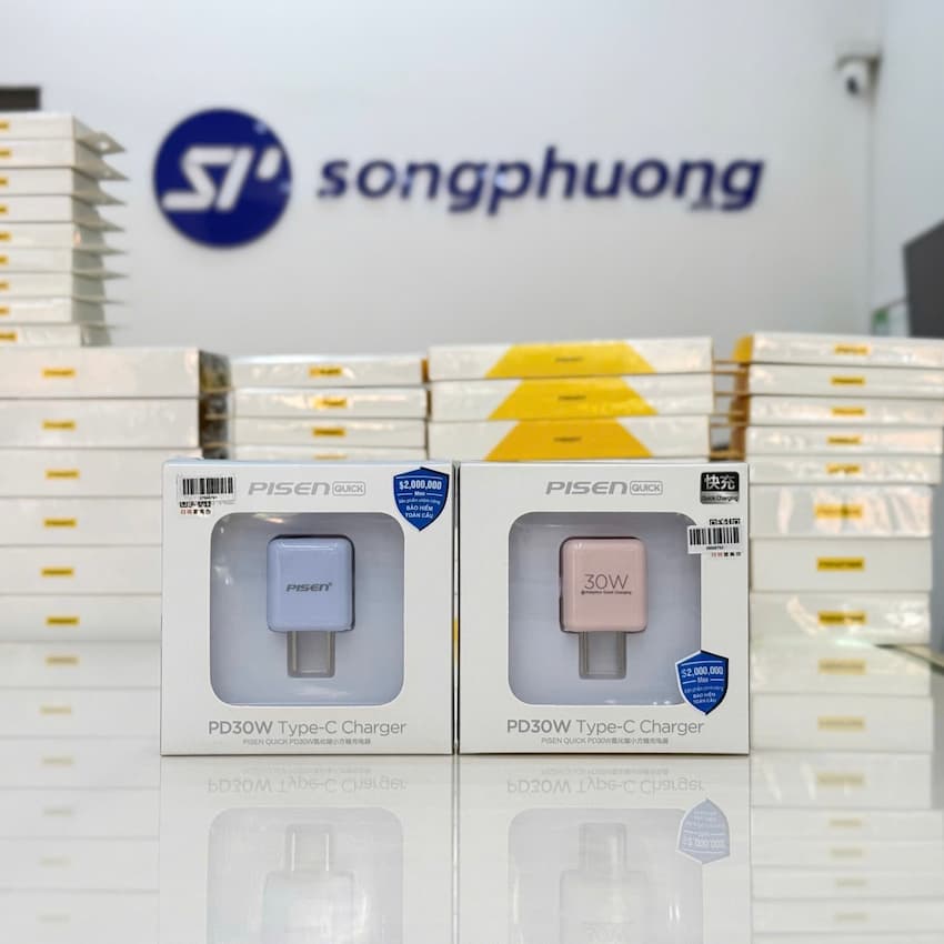 Củ Sạc PISEN QUICK ice Crystal PD 30W (XY-C14, Màu xanh/ hồng)