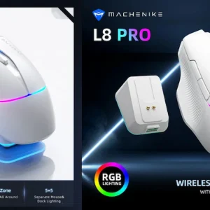 Chuột Machenike L8 Pro Dual-Mode (White, Wireless, 26000 DPI, RGB)