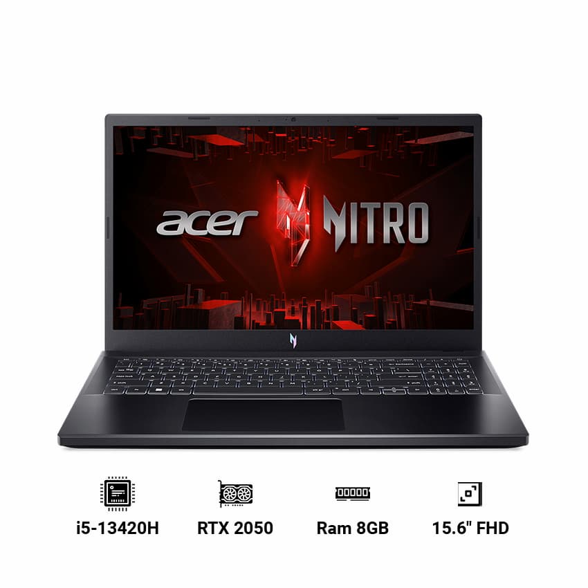 Laptop Acer Gaming Nitro V N23Q22 – ANV15-51-58AN (i5-13420H, 8GB, 512GB SSD, RTX2050/4GB, 15.6 inch FHD 144Hz, Win11, Đen, NH.QNASV.001)