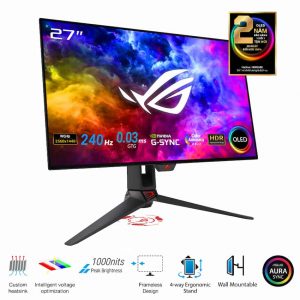 Màn hình LCD Asus ROG Swift OLED PG27AQDM 2K 240Hz (27 inch, 2560×1440 WQHD, Flat, OLED, 240Hz, 0.03ms,G-Sync, SRGB 135%)