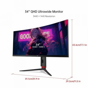 Màn hình LCD Cong Gaming KTC H34S18S 165Hz 2K (34 inch, 3440×1440, VA, 1500R, 165Hz, 1ms, G-Sync)
