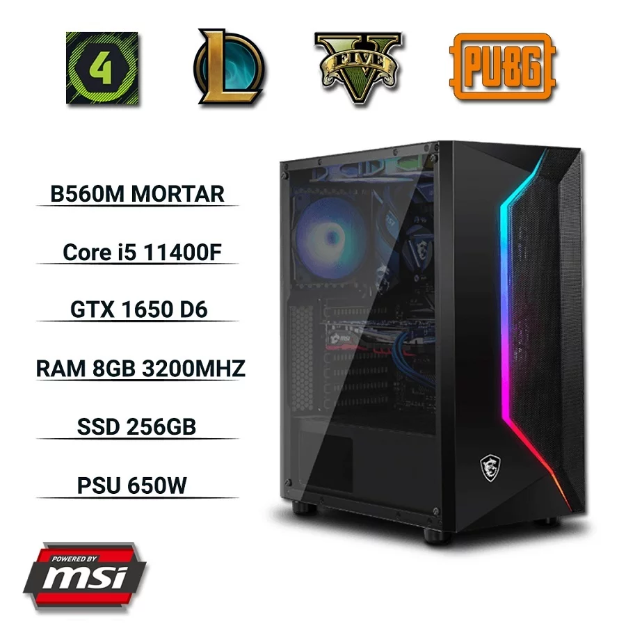 THKG-Rocket 102 (i5 11400F/ B560M/ GTX 1650 4GB/ Ram 8GB/ SSD 256GB/ 650W/ DOS)