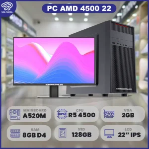 PC Trọn bộ AMD 4500 22 (R5 4500/ A520/ Ram 8GB/ GT710 2G/ SSD 128GB/ 350W/LCD 22 inch FHD IPS/DOS)