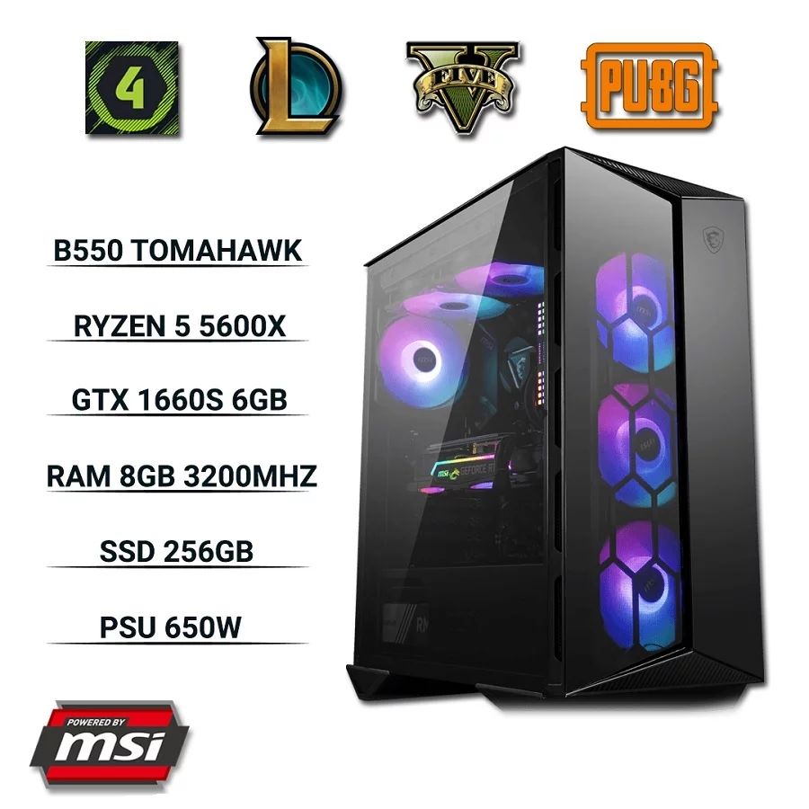 THKG-5600X 011 (R5 5600X/B550/Ram 8GB/GTX 1660 Super 6GB/SSD 256GB/650W/DOS)