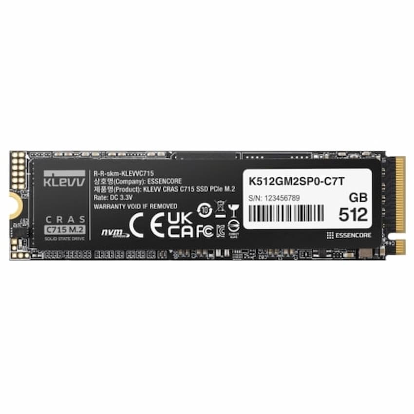 SSD Klevv CRAS C715 512GB M2 NVME Gen3x4 – K512GM2THKG0-C7T (Read/Write: 3200/2000 MB/s, TLC Nand)