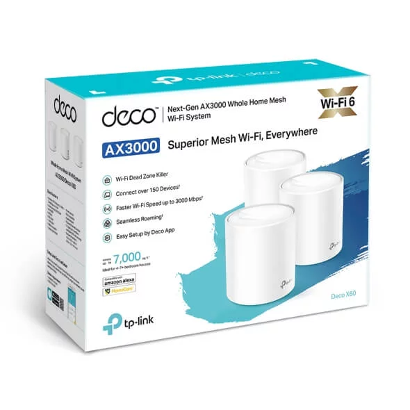 Wi-Fi 6 Tp-Link Deco X60 3-Pack – AX3000 Whole Home Mesh Wi-Fi 6 System