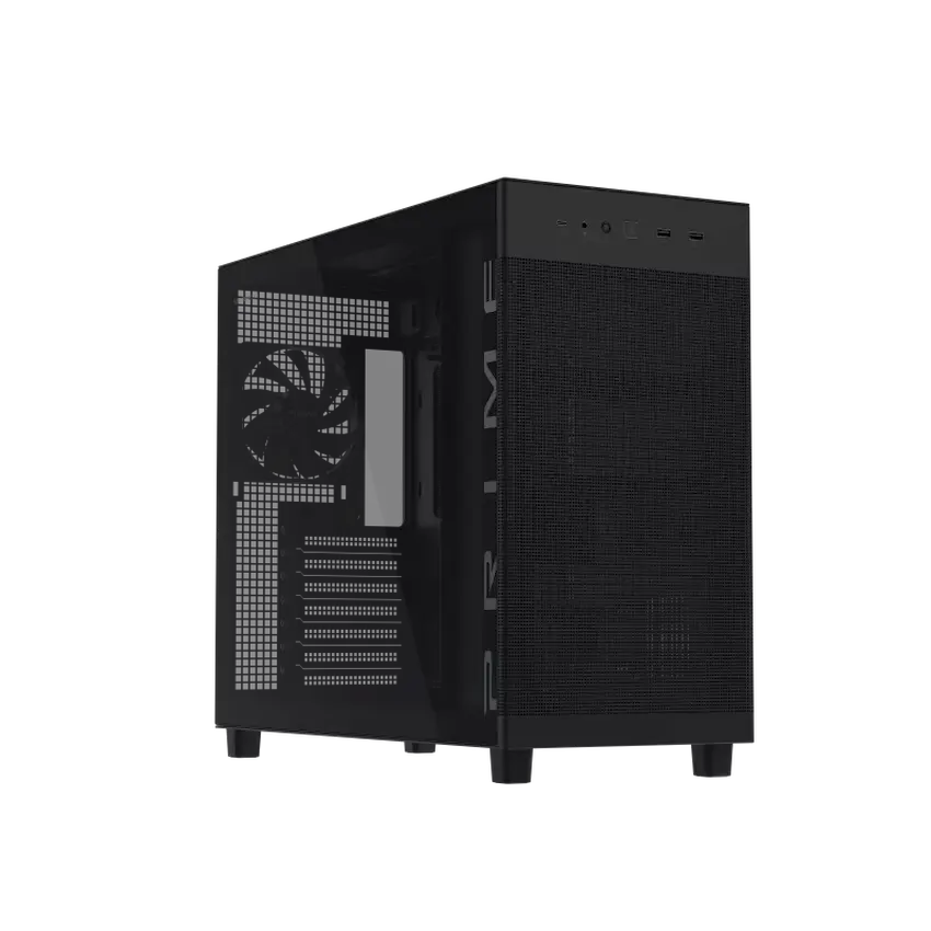 Case Asus Prime AP303 Tempered Glass Black (Kính Cường Lực, Mini-ITX/Micro-ATX/ATX, 1 Fan, Đen)