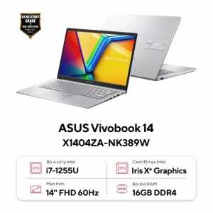 Laptop Asus Vivobook 14 X1404ZA-NK389W (i7-1255U, 16GB DDR4, SSD 512GB PCIe,14.0 inch FHD, Win 11, Bạc)