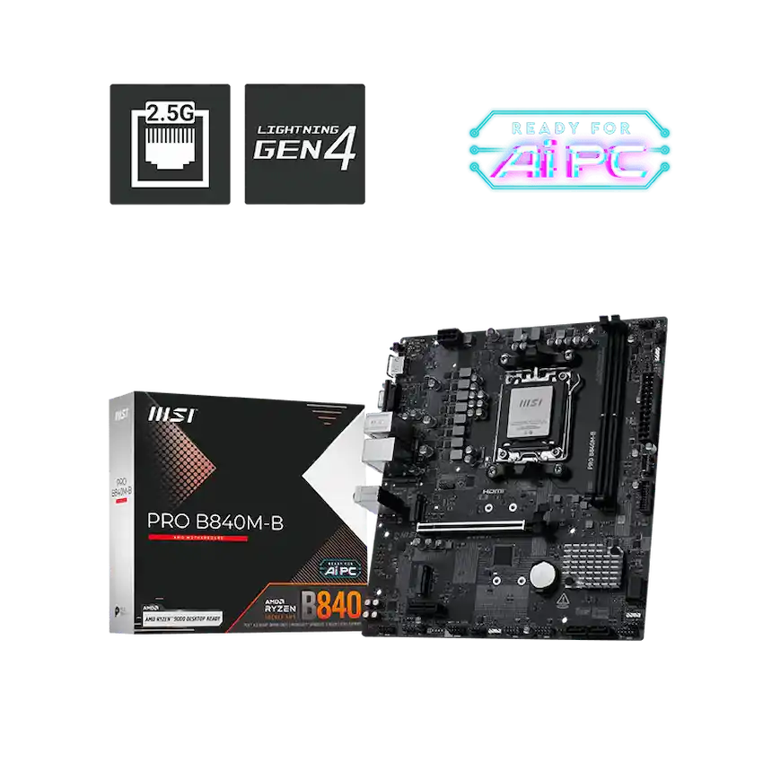 Mainboard MSI PRO B840M-B (m-ATX, Wi-Fi 6E, Bluetooth 5.3, Type-C)