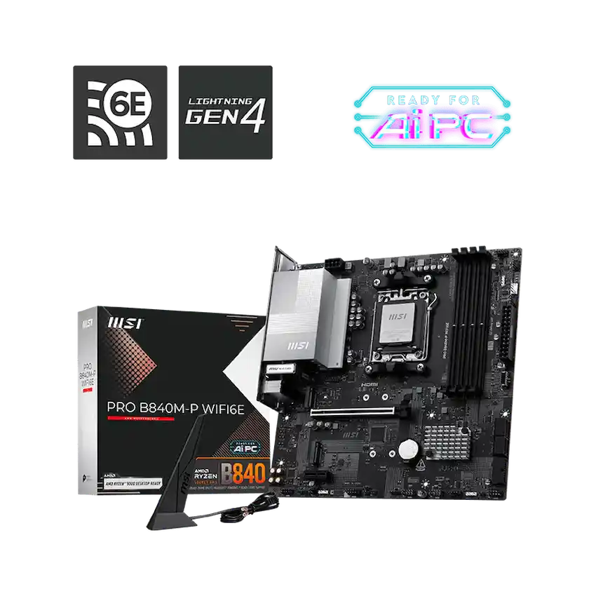 Mainboard MSI PRO B840M-P WIFI 6E (m-ATX, Wi-Fi 6E, Bluetooth 5.3, Type-C)