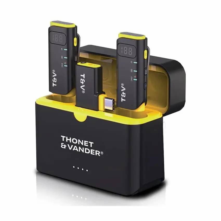 Microphone Không Dây Thornet & Vander VX390 (Khử tiếng ồn, Hiển thị pin thời gian thực, Micro đa hướng)