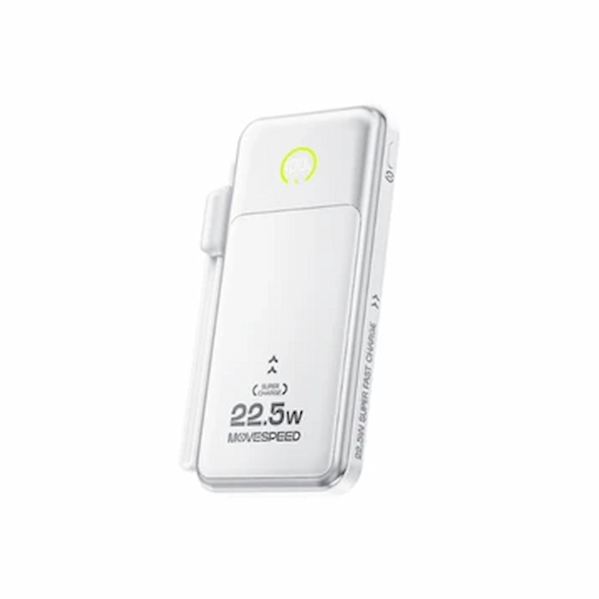 Sạc dự phòng Movespeed MTHKG19 (22.5W, 10000mAh, Màn Led, Tích hợp Type C, White/Black)