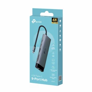Hub Chuyển Đổi USB Type-C 9in1 TP-Link UH9120C (1 HDMI 4K@60Hz, Ethernet 1 Gbps, SD & microSD UHS-I, sạc nhanh 100W, 1 cổng dữ liệu USB-C, 3 cổng dữ liệu USB-A)